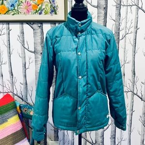 Vintage North Face Green Teal Down Snow Puffer Jacket Retro 70s 80s Brown Label